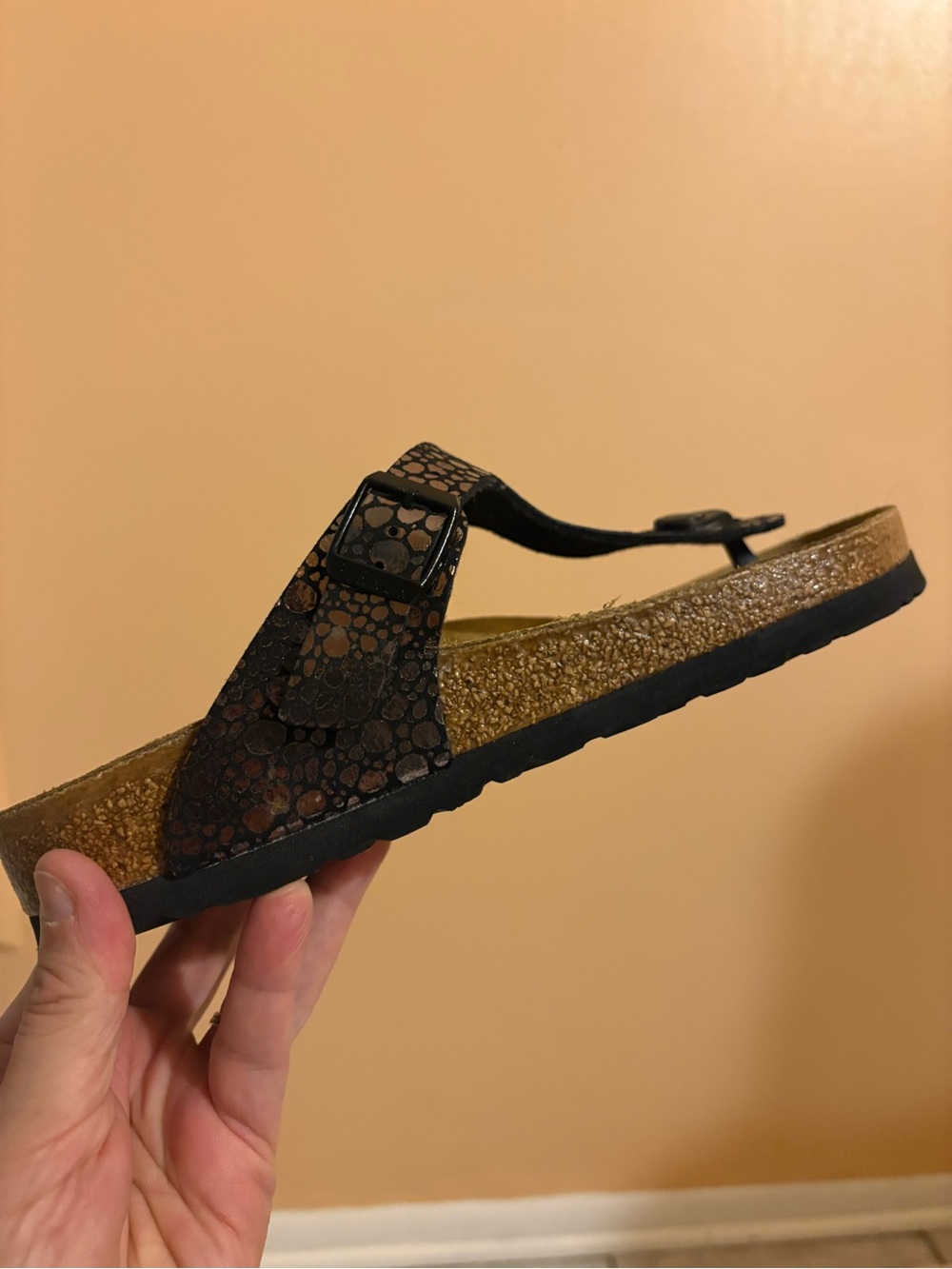 Birkenstock Gizeh Metallic Speckled Thong Sandals in Black & Silver - Picture 6 of 10